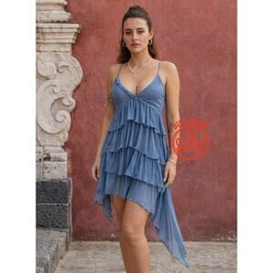 ZARA Ruffled Pleated Mini Dress